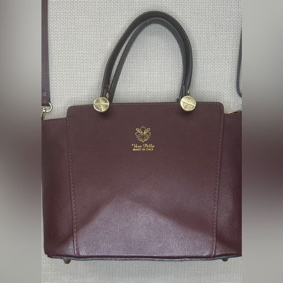 Dark burgundy red leather crossbody purse handbag - Picture 4 of 17